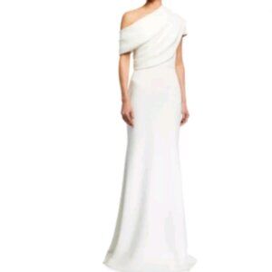 Badgley Mischka One-Shoulder Draped  Gown - Size 0